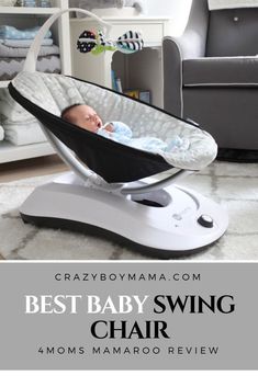 a baby swing chair with the words best baby swing chair on it's side