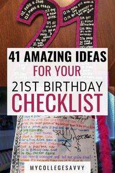 a birthday card with the number twenty on it and text that reads, amazing ideas for your 21st birthday checklist