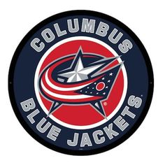 the columbus blue jackets neon sign is mounted on a wooden wall