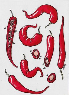 an image of red peppers on white paper