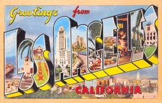 a postcard with the word greetings from california