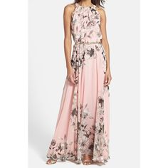 Fashionable Round Collar Sleeveless Floral Print Women's Maxi Dress Floral Print Chiffon Maxi Dress, فستان زهري, Floral Print Chiffon, Floral Dresses Long, Dress Chiffon, Maxi Robes, Floral Print Maxi Dress, Chiffon Maxi