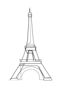 the eiffel tower is shown in black and white, with one line drawn across it