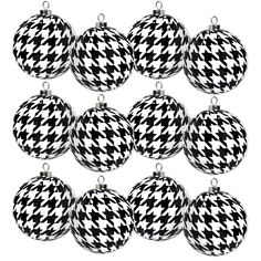 PRICES MAY VARY. Styrofoam Center - Three Inch spheres Small Silver Hook Topper Three, Four Packs of ornaments, enough to make an impact! Classic Black and White Pattern = Elegant tree! 12 - Three Inch Diameter Ornaments with a Black and White Houndstooth Pattern- perfect for 12 days of Christmas Houndstooth Christmas Tree, Christmas Tree Black And White, Black And White Christmas Ornaments, Disco Christmas, Black And White Christmas, Black White Christmas, White Christmas Ornaments, White Houndstooth, Silver Christmas