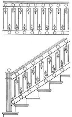 the stair railing and handrails are shown in this drawing