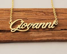 "Personalized Name Necklace, Initial Necklace, Nameplate Necklace, Name on Necklace Birthday Christmas Gift for Giovanni This necklace is made of Stainless Steel Available color: Gold, Silver and Rose Gold Chain Length: 14\"16\"18\"20\"22\" inches Processing Time: 2-10 business days Standard Shipping: 10-15 business days to USA. 15-30 business days to other countries. Expedited Shipping: 5-8 business days to USA. 5-10 business days to others. Please do not hesitate to contact us with any concern Necklace With Kids Names, Graduation Gifts For Friends, Sister Wedding Gift, Birthday Necklace Gift, Tiny Necklace, Christmas Gifts For Sister, Custom Initial Necklace, Nameplate Necklace, Gold Name Necklace