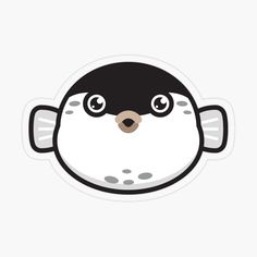 a cute penguin with big eyes and an open mouth sticker on a white background