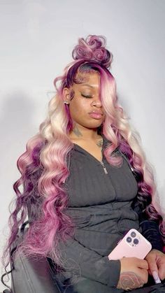 Unique Wig Hairstyles, Different Wig Hairstyles, Purple Lace Wig, Custom Color Wigs, Wigs Install, 16 Hairstyles, Wig Tips, Wigs Styles, Modeling Shoot