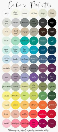 the color chart for different shades of paint