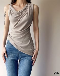 Zlily - Sleeveless Slim Fit Fashion Round Neck Solid Color Shirt Neckline Pattern, Fit Fashion, Easy Trendy Outfits, Solid Color Shirt, My Dream Wardrobe, Color Shirt, Cowl Neckline, Wardrobe Ideas, Top Collection