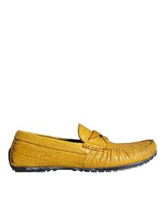 Dolce & Gabbana  Men's Crocodile Embossed Leather Loafers1 High Heel Stiefel, Flat Loafers, Shoes Model, Contour Kit, Loafers Shoes, Colour Yellow, Dolce E Gabbana, Messenger Bag Backpack, Yellow Leather