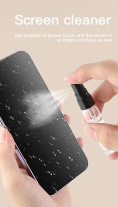 the screen cleaner is being used on an iphone