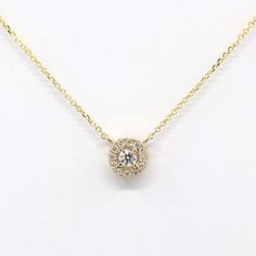 ◈ Please check our shop ---> https://etsy.me/3gRYuhE 14k Diamond Halo Necklace / Diamond Necklace / Solid 14K Gold Tiny Necklace / Promise Gift / Circle Necklace / Diamond Pendant / Mini Charm / Women's Necklace ◈ Item Details ◈   6.2 mm ear Pendant  --- Handmade in United States --- Made to Order --- Metal: Solid 14K Gold ( White Gold, Rose Gold, Yellow Gold ) --- Center stone: 3.0 mm (0.10ct) --- 100% Real Natural Diamond --- Non-Conflict Diamonds --- Diamond Shape: Round --- Diamond Cut Grade 14k Yellow Gold Solitaire Necklace For Formal Events, Formal 14k Yellow Gold Solitaire Necklace, Formal 14k Gold Diamond Necklace, 14k Gold Necklace With Round Cut And Adjustable Chain, Gold Sterling Silver Diamond Necklace For Formal, Gold Sterling Silver Diamond Necklace For Formal Occasions, Dainty Yellow Gold Round Cut Necklace, Dainty Yellow Gold Necklace, Gold Solitaire Necklace In 14k Gold