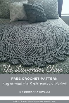 the lavender chain crochet pattern is featured on this bed spread and pillow cover