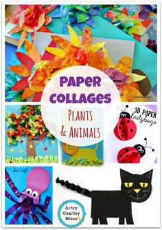 paper collages for kids to make with plants and animals