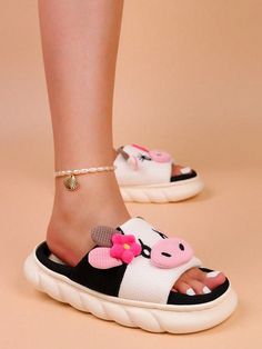 Style:Preppy \nColor:Decal Cow \nToe:Open Toe \nPattern Type:Cartoon \nSize Fit:One Size Smaller \nUpper Material:Linen \nLining Material:Linen \nInsole Material:Linen \nOutsole Material:PVC \n Linen Slippers, Cartoon Cow, Pink Cow, Style Preppy, Home Wear, Cow Pattern, Powder Pink, Cow Print, Linen Fabric