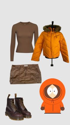 an assortment of clothing and accessories including boots, sweaters, hoodie and jacket