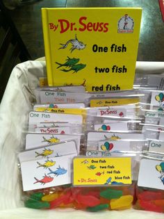 the dr seuss one fish two fish red fish and yellow fish are on display