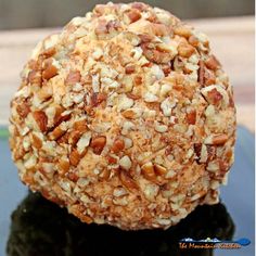 a close up of a ball of food on a table