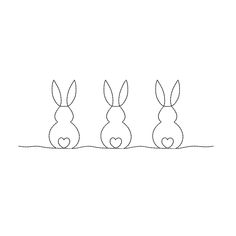 three bunnies with hearts in their ears are lined up against each other on a white background