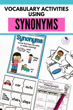 picture of synonym grammar activities Homeschool Activities Kindergarten, Teaching Synonyms, Good Grammar, Phonics Practice, Grammar Activities, First Grade Activities, Vocabulary Building, Teaching Grammar, Grammar And Vocabulary