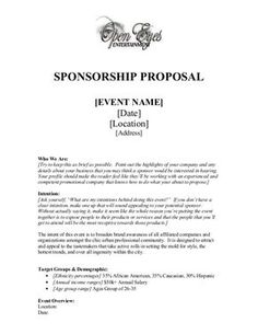 a letter that is written to someone who has been appointed as a sponsor for the event