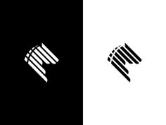 two black and white logos with different shapes