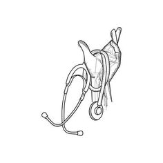 a drawing of a hand holding a stethoscope