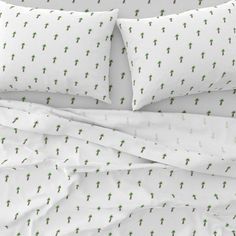 Palm Trees with Blue Surfboard Sheet Set from Surfer Bedding™️ - Extremely Stoked Trees Sheet, Blue Surfboard, White Sheet Set, Green Sheets, Style Sheet, Blue Sheets, Hula Girl, Sateen Sheets, Bedding Accessories