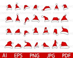 Santa Claus Hat Drawing, Christmas Hats Clipart, Santa Hat Silhouette, Santa Hat Monogram Svg, Santa Hat Outline Svg, Clipart Cartoon, Santa Claus Hat, Emoji Art, Vector Clipart