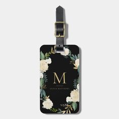 Elevate your travel style with our Watercolor Flowers with Gold Foil Monogram Black Luggage Tag. This chic accessory combines elegance and functionality for effortless identification. #TravelInStyle #MonogramAccessory #LuggageEssential #PersonalizedTag #GiftsForTravelers #WatercolorFlowers #GoldFoilDetail #ChicLuggageTag #AccessorizeYourBags #TravelTag Red Luggage, Black Luggage, Great Wedding Gifts, Monogram Wreath, Luggage Straps, Cadeau Photo, Chic Accessories