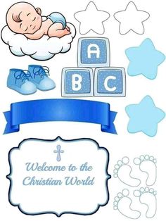 a baby is laying on top of blocks with the words welcome to the christian world