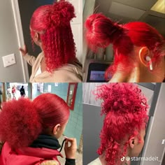 Bright Red Hair Dye, Hair Dyed, Dyed Red Hair, Dye Ideas, Colored Curly Hair, Cute Box Braids Hairstyles