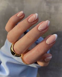 Business Nails Classy Almond, Oval Gel X Nails, Engagement Nails Ideas Simple Short, Xs Almond Nails Design, Simple Dip Nail Designs, Natural Nail Inspiration, Abstract French Manicure, Simple Natural Nail Designs, Delicate Nail Designs