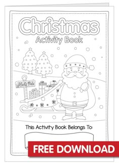 christmas activity book with santa claus and presents