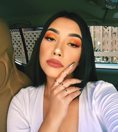 Eyeshadow Brown Eyes, Party Make-up, Orange Eyeshadow, Baddie Makeup, Eyeshadow Looks, Cute Makeup