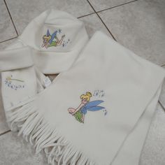 Disney Tinkerbell Hat, Gloves And Scarf Set. Soft 100% Polyester, Cream With Embroidered Tinkerbell On Scarf And Hat With Wand And Pixie Dust On The Cuffed Gloves. Scarf 9.5"X 52" (Without Fringe.) Nwot. Disney Scarf, Rose Scarf, Disney Tinkerbell, Scarf And Hat, Satin Hands, Mickey Mouse Head, Christmas Scarf, Mouse Print, Travel Jewelry Case