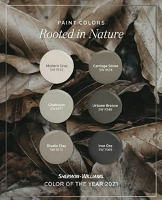 paint colors that are labeled in nature and shown on the bottom right corner is sheryln - williams's color of the year