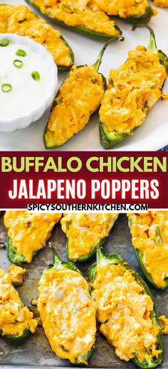 buffalo chicken jalapeno poppers on a baking sheet