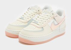 Refresh your crep game with these women's Air Force 1 Shadow sneakers from Nike. In a Coconut Milk and Crimson Tint colourway, these sneaks are cut from smooth durable leather for a lasting wear. They feature a lace fastening to lock you in, with a padded collar for support. Underfoot, they sit on a chunky foam midsole that combines with a Nike Air unit for a smooth ride, with a grippy rubber outsole for traction. Finished up with classic Swoosh branding. Grey Nike Air Force 1, White Nike Air Force 1, Football Calendar, White Nike Air Force, Nike Air Force 1 Shadow, Nike React Vision, 270 Nike, Air Force 1 Shadow, Norwich City