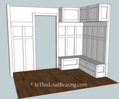 a drawing of a kitchen with cabinets and drawers