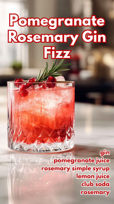 Pomegranate Rosemary Gin Fizz Recipe Pomegranate Paloma Cocktail, Cocktails With Pomegranate, Pomegranate Rosemary Gin Fizz, Rosemary Syrup Recipe, Pomegranate Rosemary Cocktail, Gin Pomegranate Cocktail, Gin Rosemary Cocktail, Pomegranate Gin Cocktail, Pomegranate Gin Fizz