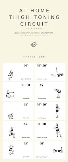 the instructions for how to do an at - home thigh toning circuit with this instruction manual