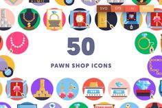 50 Pawn Shop Icons, Icons, Objects ft. pawn & items - Envato