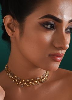 Gold Plated And Zircon Stone Choker Zaza By Somya - Fabilicious Fashion Delicate Choker, Feminine Jewelry, Confident Women, Stone Choker, Subtle Elegance, Necklace Sets, Rings Bracelets, Confident Woman, Mixed Metals