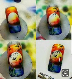 Gradient Nail Design, Disney Acrylic Nails, Unghie Nail Art, Art Deco Nails, Tropical Nails, Romantic Nails, Nail Designs Tutorial, Airbrush Nails