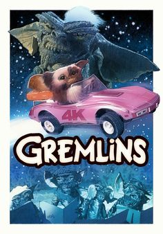 an image of gremlin's car in the sky with godzillas on it