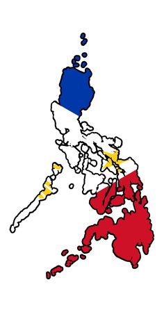 a map of the philippines with an area marked in red, white and blue colors