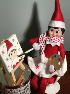 an elf painting on the back of a chair