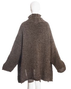 For Sale on 1stDibs - Yohji Yamamoto brown knitted wool oversized cardigan and turtleneck sweater. Fall-Winter 1984 Oversized Turtleneck For Cold Fall Weather, Oversized Turtleneck Knit Cardigan, Oversized Knit Turtleneck Cardigan, Chunky Knit Turtleneck Outerwear For Fall, Fall Chunky Knit Turtleneck Outerwear, Brown Turtleneck Outerwear For Winter, Cozy Chunky Knit Turtleneck Outerwear, Brown Knit Long Sleeve Turtleneck, Brown Funnel Neck Turtleneck For Fall